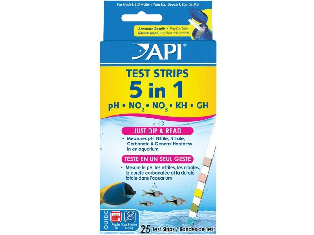 API 5-in-1 Freshwater Aquarium Test Strip, 25ct