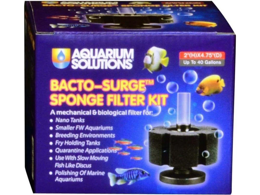 Aquarium Solutions Bacto-Surge Biological Action Sponge Filter Black, Small