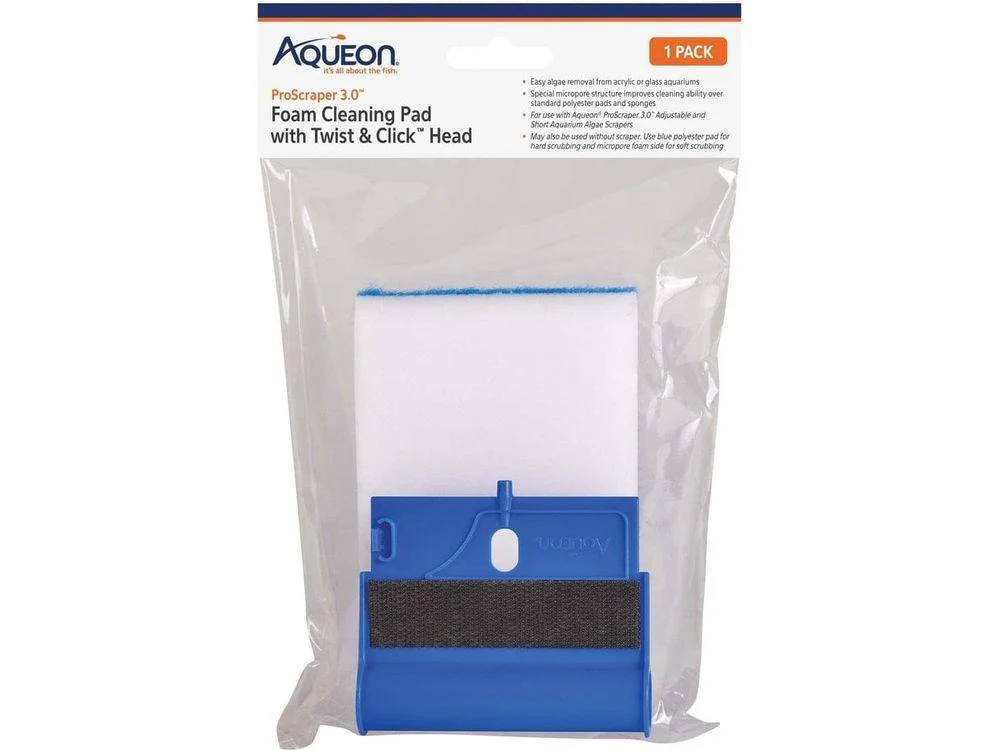 Aqueon ProScraper 3.0 Foam Cleaning Pad with Twist & Click Head
