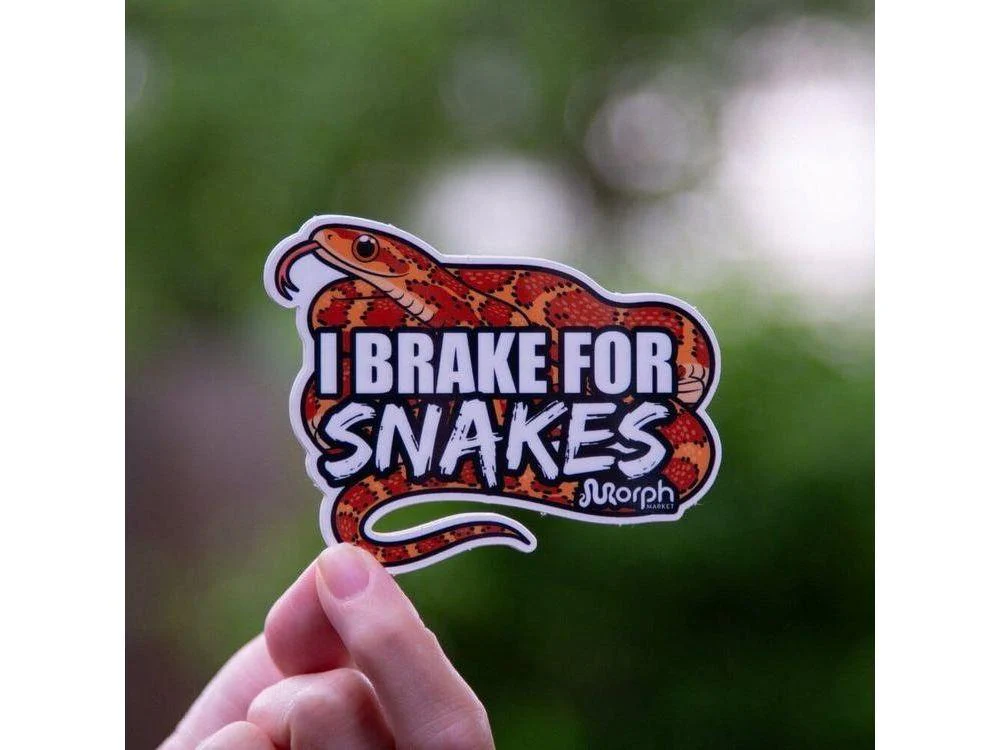 I Brake For Snakes Sticker - Image 2