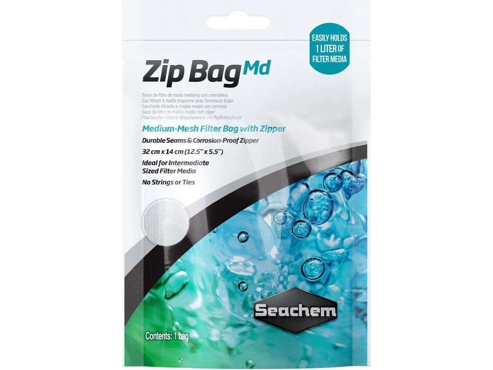 Seachem Laboratories Mesh Filter Bag with Zipper White 1ea/12.5 In X 5.5 in, Medium-Mesh