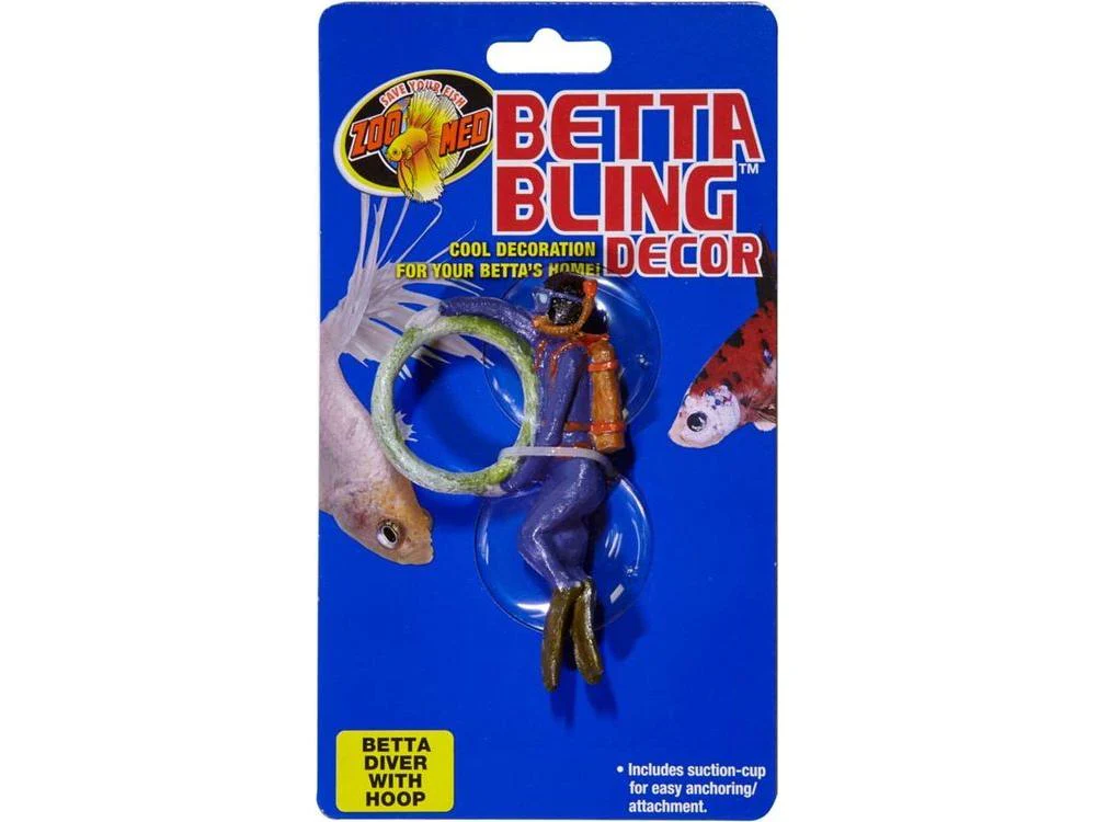 Zoo Med Betta Bling Diver Aquarium Ornament with Hoop Multi-Color, 1ea