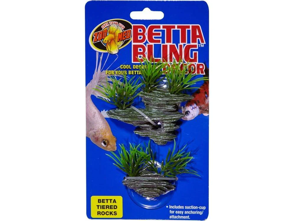 Zoo Med Betta Bling Tiered Rocks Green, Grey, 1ea